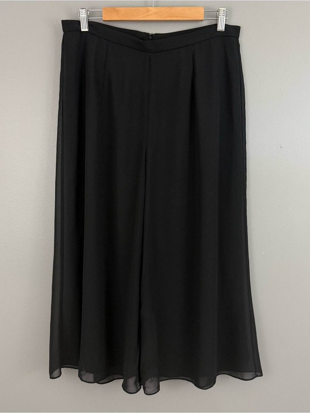 JS Boutique Women's Black Sheer Chiffon Overlay Wide Leg Dress Pants Size 14